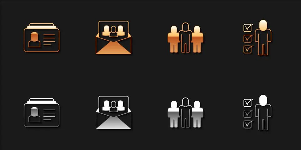 Set Resume, Project team base,  and  icon. Vector Illustrazione stock