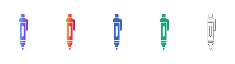 Set of Retractable Pen Icons for Office Use Stock Illustration