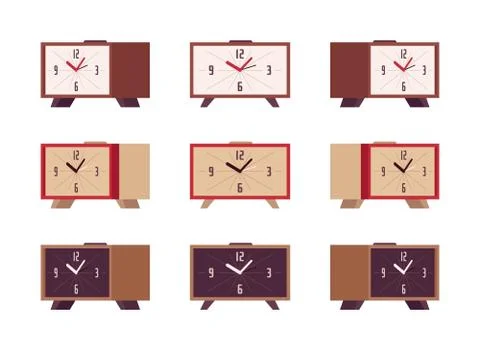 Set of retro alarm clocks Stock Illustration