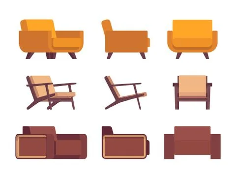 Set of retro armchairs Stock Illustration
