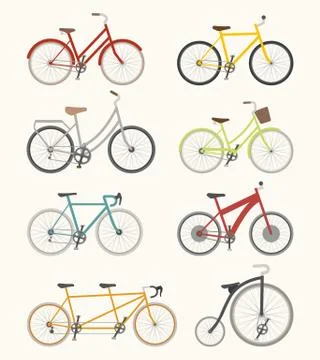 Set of retro bicycle Stock Illustration