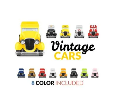 Set Retro Car Icon Illustrazione stock