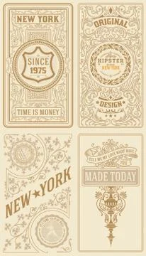 Set of Retro Cards. vector templates. Stock Illustration
