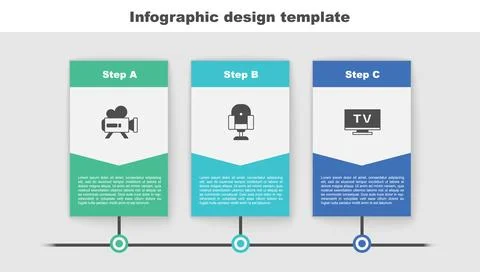 Set Retro cinema camera, Director movie chair and Smart Tv. Business infogr.. Illustrazione stock