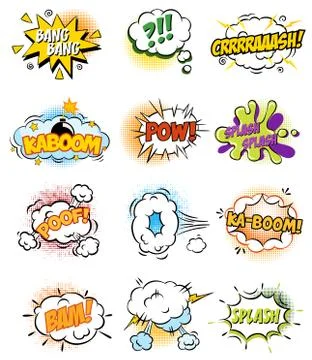 Set of Retro Comic Book Vector Design elements, Speech and Thought Bubbles 스톡 일러스트
