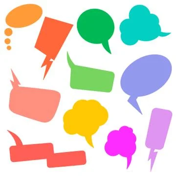 Set of retro comic empty colored speech bubbles. Design elements for poster,  イラスト素材