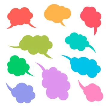 Set of retro comic empty colored speech bubbles. Design elements for poster,  イラスト素材