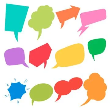 Set of retro comic empty colored speech bubbles. Design elements for poster,  Illustrazione stock