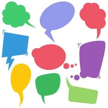 Set of retro comic empty colored speech bubbles. Design elements for poster,  イラスト素材