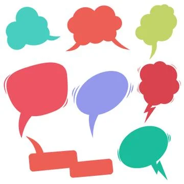 Set of retro comic empty colored speech bubbles. Design elements for poster,  Stock Illustration
