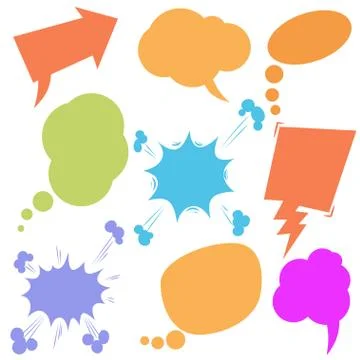 Set of retro comic empty colored speech bubbles. Design elements for poster,  イラスト素材
