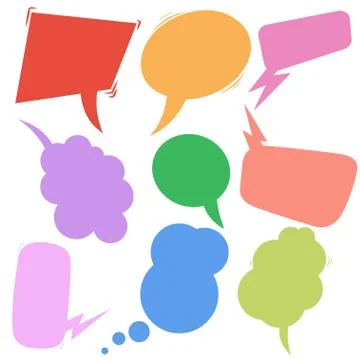 Set of retro comic empty colored speech bubbles. Design elements for poster,  Illustrazione stock