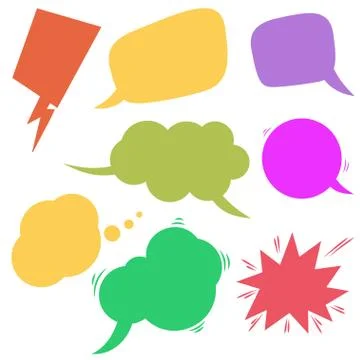 Set of retro comic empty colored speech bubbles. Design elements for poster,  イラスト素材
