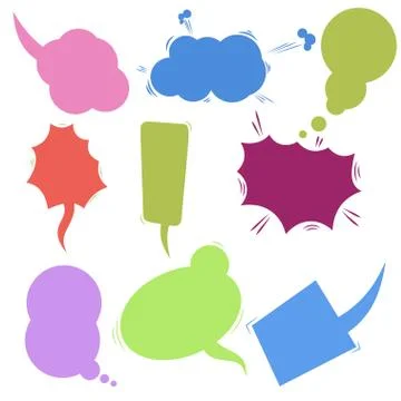 Set of retro comic empty colored speech bubbles. Design elements for poster,  イラスト素材