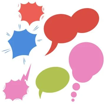 Set of retro comic empty colored speech bubbles. Design elements for poster,  Stock Illustration