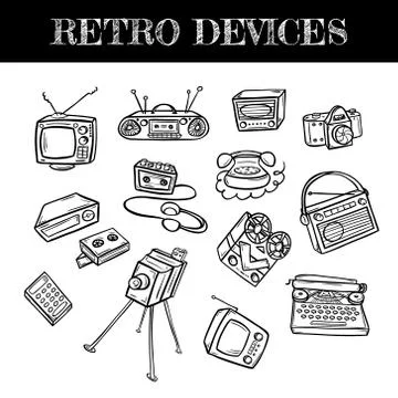 Set of retro devices Stock Illustration