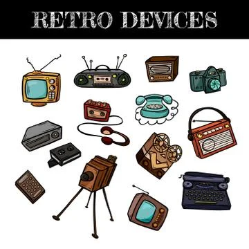 Set of retro devices Stock Illustration