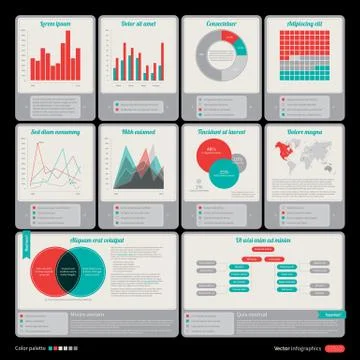 Set of retro elements for infographic design. Stock Illustration