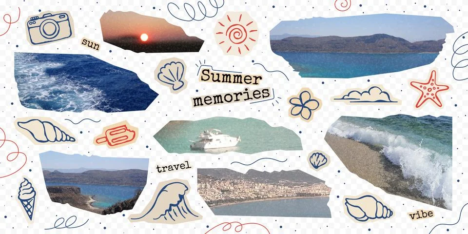 Set Of Retro Elements For Summer Collage Stock Illustration