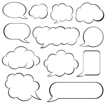 Set of retro empty comic speech bubbles Stock Illustration