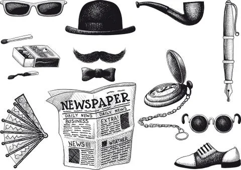 Set of retro hipster Illustrazione stock