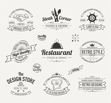 Set of retro labels Stock Illustration