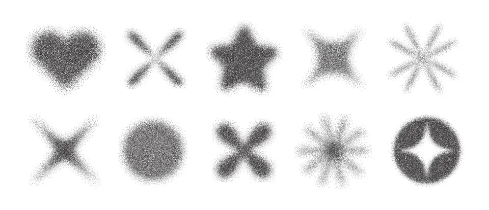 Set of retro minimalistic basic shapes, geometric graphic elements with hal.. Stock Illustration