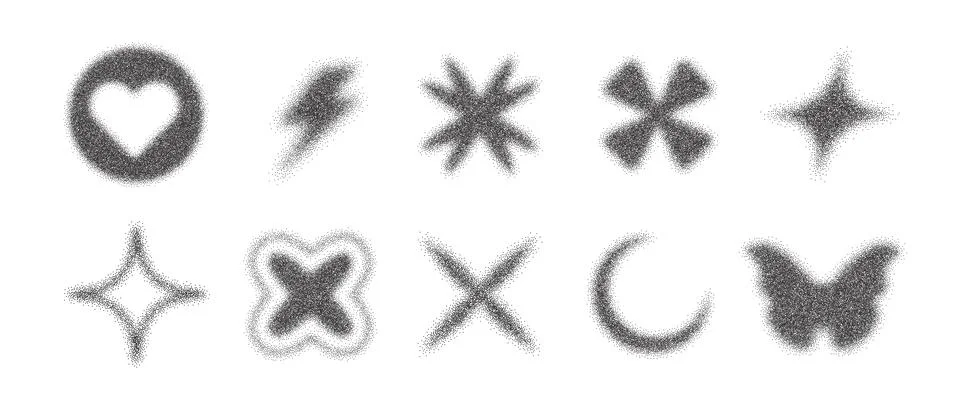 Set of retro minimalistic basic shapes, geometric graphic elements with hal.. Stock Illustration