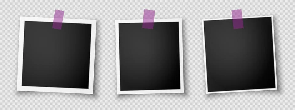 A set of retro photo frames on a white background. Vintage paper photos for a イラスト素材