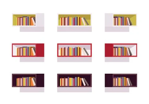 Set of retro rectangle bookshelves Stock Illustration