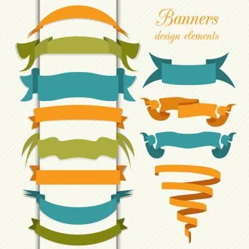 Set of retro ribbons and arrows, banner Stock Illustration
