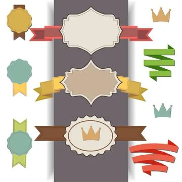 Set of retro ribbons and labels Stock Illustration