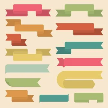 Set of retro ribbons. flat design Stock Illustration