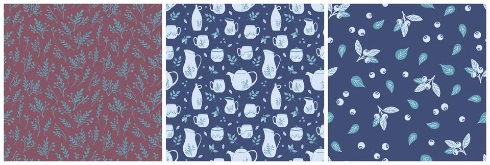 Set of retro seamless patterns Stock Illustration