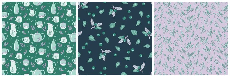 Set of retro seamless patterns Stock Illustration