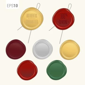 Set of retro security wax seal with wire in various colors Stock Illustration