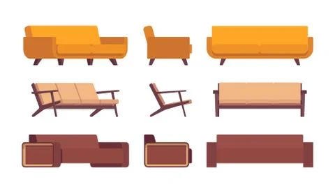 Set of retro sofas Stock Illustration