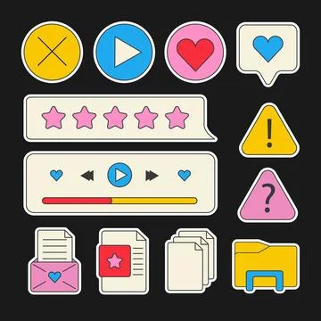 Set of retro stickers. 스톡 일러스트