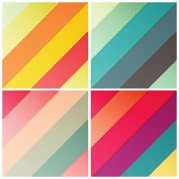 Set of retro stripe diagonal pattern with stylish colors, vector illustration Stock Illustration