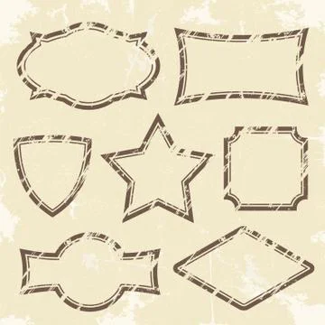 Set of retro style grunge frames. Vector Stock Illustration