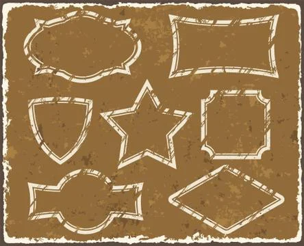 Set of retro style grunge frames. Vector Stock Illustration