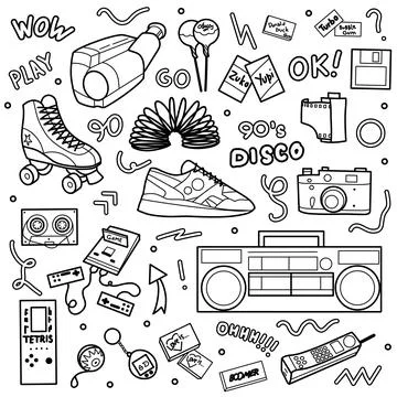 Set of retro things from the 90s Stock Illustration