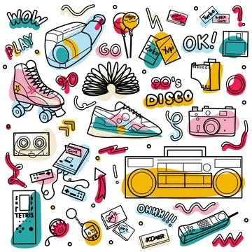 Set of retro things from the 90s Stock Illustration