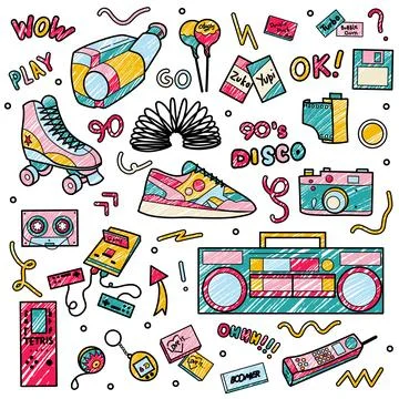 Set of retro things from the 90s Stock Illustration