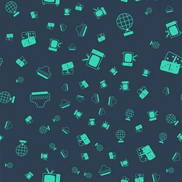 Set Retro tv, Disco ball, Adult diaper and Domino on seamless pattern. Vector Stock Illustration