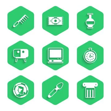 Set Retro tv, Silver spoon, Ancient column, Pocket watch, coin, TV table stand Stock Illustration