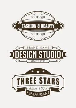 Set of retro vector design elements, logos, signs or labels for restaurant, b Illustrazione stock