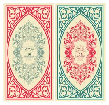 Set of retro wedding cards Stock Illustration