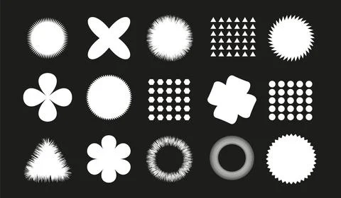 Set of retrofuturistic design elements. A collection of vector geometric shapes Stock Illustration