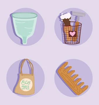 Set of reusable containers Stock Illustration